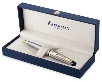 Produktbild von Waterman Expert Kugelschreiber | Edelstahl mit Zierteile aus 23 K Gold | Mittlere Spitze | Blaue Tinte | Geschenkbox
