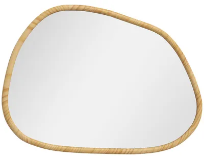 Obrázok produktu pre HOMCOM Asymetrické nástenné zrkadlo, 70 x 50 cm, kúpeľňové zrkadlo s dreveným rámom