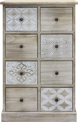 Produktbild von Rebecca Mobili Kommode mit 8 Schubladen aus braunem und weißem Holz