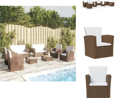 Produktbild von vidaXL 8-tlg. Garten-Lounge-Set mit Kissen Poly Rattan Braun -  Gartenmöbel-Sets