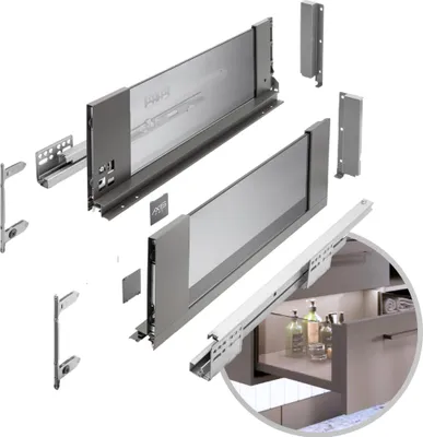 Produktbild von GTV - Schubladensystem AXIS PRO | Schublade mit Glasseiten | Schubkasten | Schubkastensystem | Höhe: 167 mm Länge: 350 mm | Anthrazit mit Rauchglas