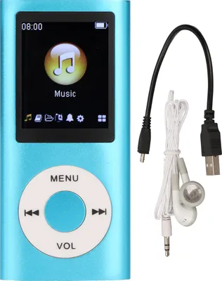 Produktbild von MP3 prehrávač, ultratenký, 1,8 Zoll LCD, s TF kartou, tragbar, Musik / Medien / Audio Player, Zubehör, schwarz, blau