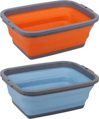 Produktbild von Famanu Set von 2 Faltbaren Spülbecken - Tragbar für Camping, Geschirrspülen und Reisen - 8,5 Liter