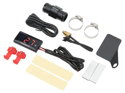 Obrázok produktu pre Digitálny teplomer vody pre motocykle – ultratenký LCD displej na 12 V DC s adaptérom pre 22 mm snímač, vhodný pre väčšinu motocyklov, červený
