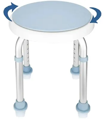 Immagine prodotto di Sgabello da doccia girevole, regolabile in altezza, antiscivolo, blu