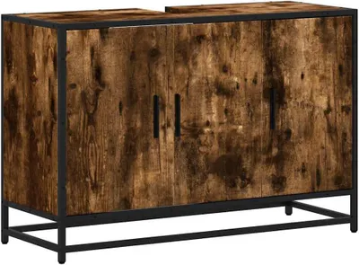 Produktbild von Waschbeckenunterschrank Räuchereiche 90x33x60 cm Holzwerkstoff