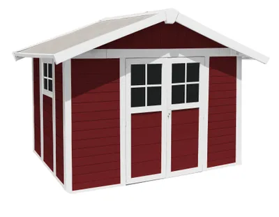Produktbild von ONDIS24 Grosfillex Gartenhaus Schuppen Kunststoff Metall rot H 7,5