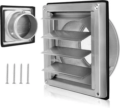 Productafbeelding van Ventilatierooster 150 mm - Roestvrij Staal - Terugslagklep - Insectengaas - Weerbeschermingsrooster - Voor VMC Buis - Ventilatie Rooster
