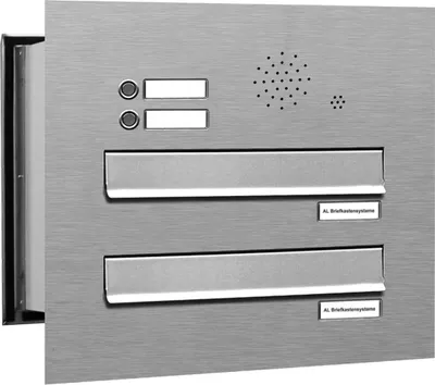 Produktbild von 2er V2A Edelstahl Briefkastenanlage Mauerdurchwurf Klingel