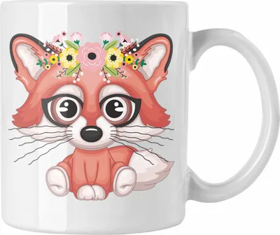 Produktbild von Trendation - Süße Fuchs Grafik Tasse Geschenk Fuchs-Liebhaber Rothaarige Geschenkdee (Weiß)