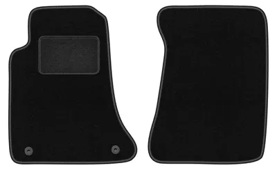 Produktbild von Velours-Fußmatten Vorne passend für Opel Omega A (Limousine, Kombi, Bj. 1986-1994) – schwarz, passgenau, mit Befestigungen set 2 Stk. - STANDARD