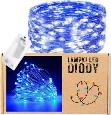 Zdjęcie produktu dla Oświetlenie led druciki na baterie lampki diody choinkowe 20 led 2m zimny Niebieska