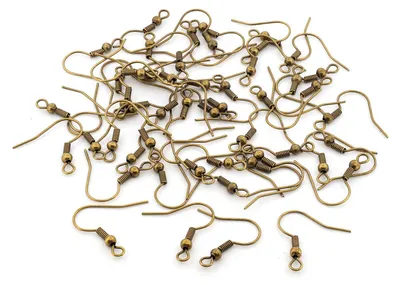 Produktbild von Vintageparts Ohrhaken antik Bronze Fischerhaken mit Zwischenperle, 50 Stück