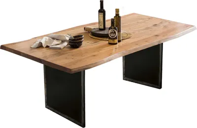 Produktbild von SIT Möbel Baumkante-Tisch | 36 mm Akazie-Platte natur | Metallgestell schwarz | B 160 x T 85 x H 75,6 cm | 16089-11 | Serie TOPS & TABLES