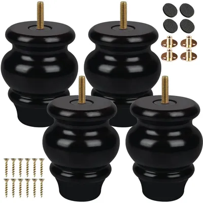 Imagen del producto de Juego de 4 patas de madera para muebles, de 10 cm de altura, color