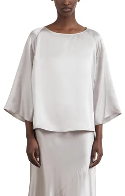 Produktbild von Comma Damen Satin Bluse mit Raglanärmeln und seitlichem Schlitz, Braun, Größe 36