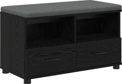 Obrázok produktu pre vidaXL Lavica do predsiene s vankúšmi čierny dubový vzhľad 80 x 38 x 46 cm