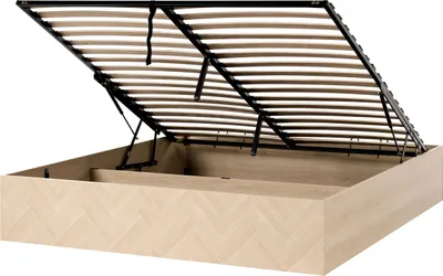 Produktbild von BELIANI Bett mit Stauraum Hellbraun MDF ohne Kopfteil 180 x 200 cm Hochklappbarer Bettkasten Minimalistischer Skandinavischer Stil Schlafzimmer