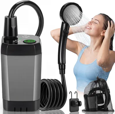 Produktbild von Campingdusche 6000 mAh, 2 m Schlauch, digitale Anzeige, für Camping