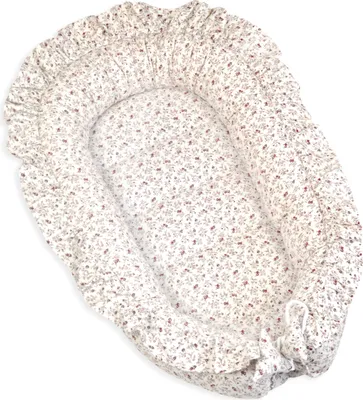 Produktbild von PIMKO Beige Babynest mit rüschen Babynestchen für Baby Kuschelnest Babykokon für Säuglinge und Neugeborene 100% Baumwolle kokon Babykissen geeignet für Zuhause oder als Lagerungskissen 55 x 90 cm - Provance