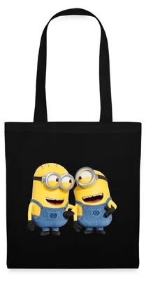 Produktbild von Spreadshirt Minions Despicable Me Phil Und Stuart Stoffbeutel, One size, Schwarz