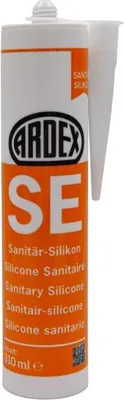 A tube of Ardex SE Sanitary Silicone sealant.