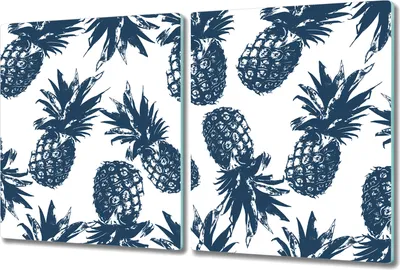 Produktbild von Glas Schneidebrett Herdabdeckplatten Schneideplatten - 2x 40x52 cm - Ananas Früchte