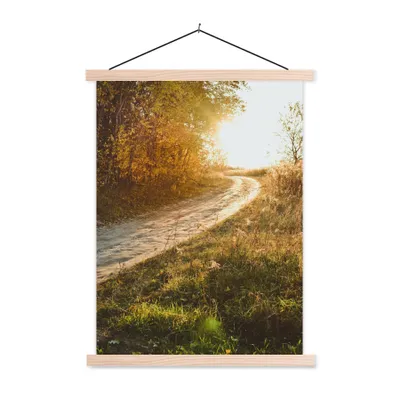 Produktbild von MuchoWow® Textilposter Weg - Natur - Baum 40x53 cm mit holzfarbenen Rahmen - Schlafzimmer
