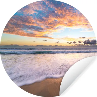Produktbild von MuchoWow® Runde Wandtattoo - Wandsticker Tapete Aufkleber Strand - Wolken - Wasser Ø 80 cm Selbstklebend und Repositionierbar - Wandaufkleber - Kreis - Mauerkreis - Wand Bilder - Wandsticker - Wohnzimmer Dekoration - Dekoration für die Wände - Aluminium - Babyzimmer