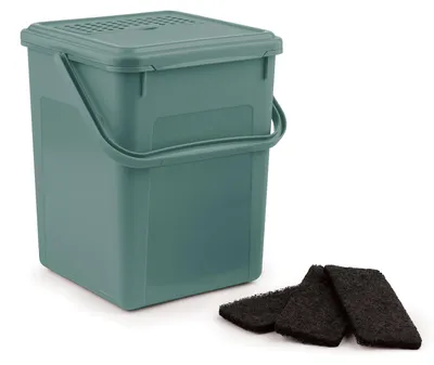 Produktbild von Rotho Komposteimer mit Aktivkohle 9 L - BiomMülleimer - Müllbehälter 23,0 x 22,5 x 27,5 cm - Bioabfalleimer mit geruchsdichtem Deckel