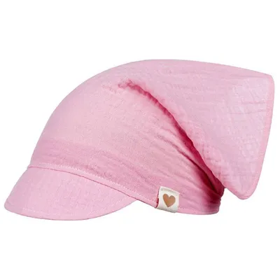 Produktbild von Kopftuch Mütze Schirmmütze Mädchen Sommer Baumwolle Musselin, Rosa, Gr. 42/44