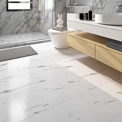Immagine prodotto di Piastrelle adesive in PVC - Effetto marmo bianco - 30 x 60 cm - 5 pezzi