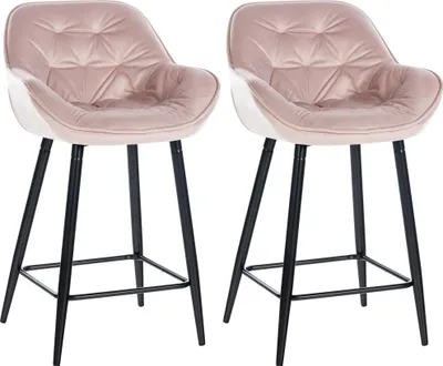 Produktbild von CLP 2er Set Barhocker Gibson Samt, Sitzhöhe 76 cm pink