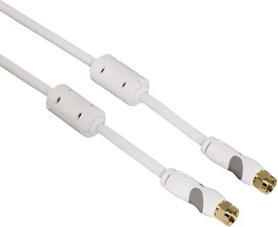 Obrázek produktu pro Satelitní kabel F konektor 1,5 m Feritový filtr 24K pozlacený Bílý