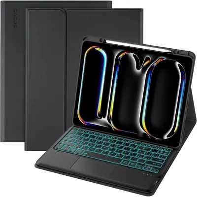 Image de Étui avec clavier pour iPad Pro 13 M4 (2024), doté d'un pavé tactile, d'un éclairage à 7 couleurs et amovible
