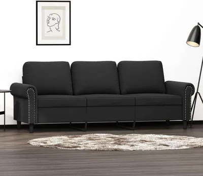 Produktbild von Design 3-Sitzer-Sofa Schwarz 180 cm Samt, Schlafsofas 2024