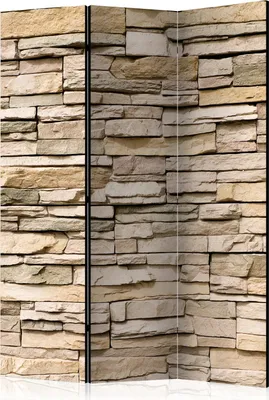 Produktbild von 3-teiliger Einseitiger Vlies Paravent - Decorative Stone 135x172 cm Muster f-B-0013-z-b
