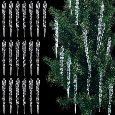 Image de Ornements en acrylique pour sapins de Noël - 25 pièces - Décorations suspendues pour arbres - Transparent