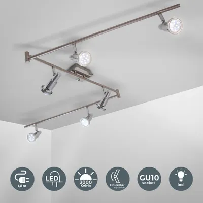 Immagine prodotto di Plafoniera LED con faretti orientabili, include 6 lampadine GU10 da 5W 400Lm, luce calda 3000K lampadario moderno in metallo, lampada da soffitto per cucina o camera da letto 230V IP20