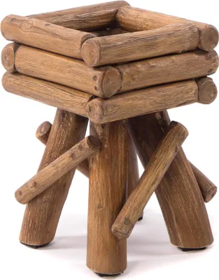 Produktbild von BLUMENHOCKER "TWIST" | Teak | rustikaler Holzhocker | Größe: klein