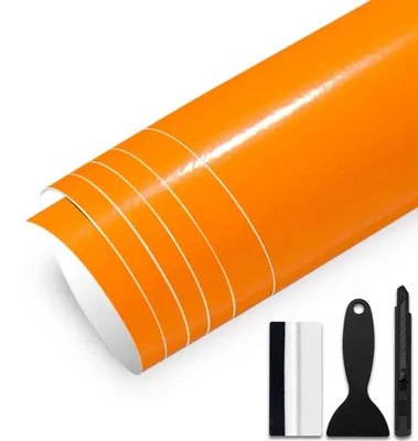Immagine prodotto di Foliante adesivo lucido per auto, con canali per l'aria, dimensioni 30 cm x 300 cm, colore arancione