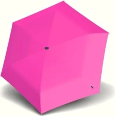 A pink umbrella is shown from a slightly elevated angle against a white background.