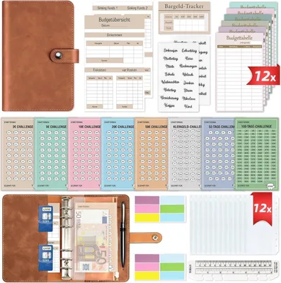 Produktbild von Budget Planner Startset mit 8 Sparchallenges - Geldsparbuch A6 - Hoher PVC-Qualität