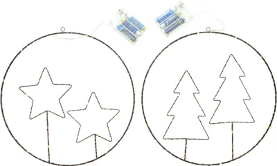 Productafbeelding van LED-slingers "Sterren & Kerstbomen", set van 2