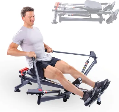 Produktbild von Rudergerät, klappbar - Fitnessgerät - Ganzkörpertraining - 12 Widerstandsstufen - LCD-Computer - Schwarz