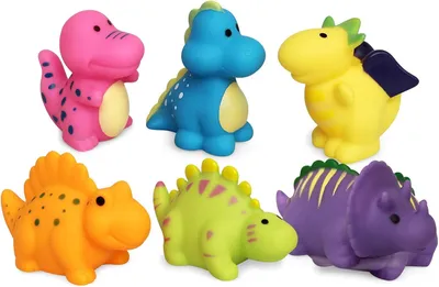 Obrázok produktu pre Plávajúce Dinosaurus Hračky do Kúpeľa Set, 6 Kusov, Bezpečné Gumené Hračky do Kúpeľa, pre Bábätká a Malé Deti