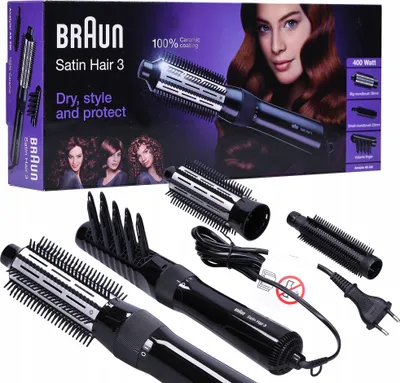 Produktbild von Braun AS330 Satin Hair 3 Teplovzdušný kartáč Velký kartáč Malý kartáč Objemový kartáč