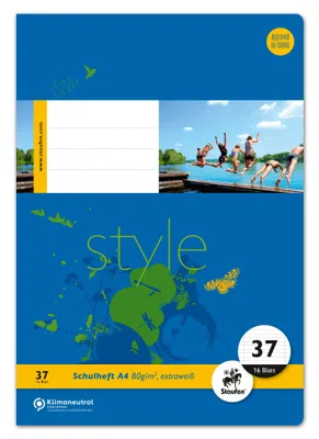 Image de Staufen® style 040416037 Cahier LIN37 - A4, 16 feuilles, 80g/qm 9mm, ligné avec lignes de bordure, perforé, perforé