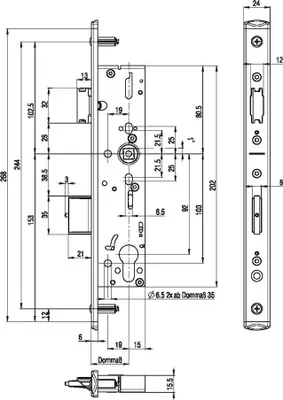 Produktbild von BKS Panik-RR-Einsteckschl.B 1821 B DIN L/R 24/268/34/92/9mm U-St - B-18210-16-L-8
