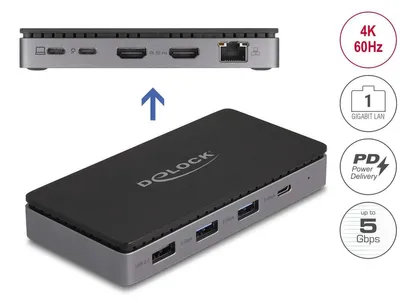 Image de Delock - Dockingstation - USB-C / Thunderbolt 3 / Thunderbolt 4 - 2 x HDMI - 1GbE (88271)